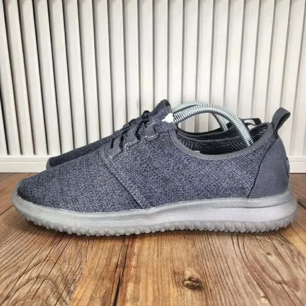 Mens 10 Hey Dude Relay Sox Dark Grey Casual Lace Up Low Comfort Sneakers Shoes
